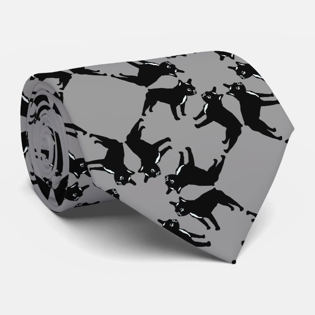 Fransk Bulldog svart-vit Slips (Rullad)
