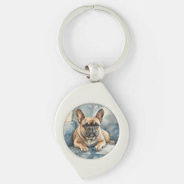 Fransk Bulldog Swirl Silverfärgad Nyckelring