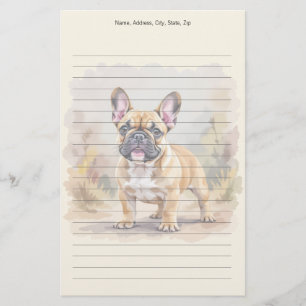 Fransk Bulldog Tan Färgad Söt Frenchie Hund Brevpapper