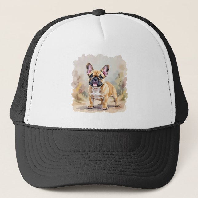 Fransk Bulldog Tan Fawn Färgad Cute Frenchie Hund Keps (Framsida)