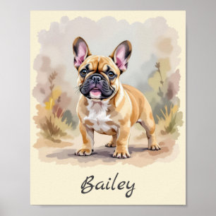 Fransk Bulldog Tan Fawn Färgad Cute Frenchie Hund Poster