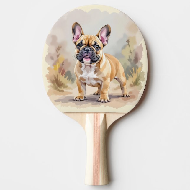 Fransk Bulldog Tan Fawn-Färgad Söt Frenchie Hund Pingisracket (Framsidan)