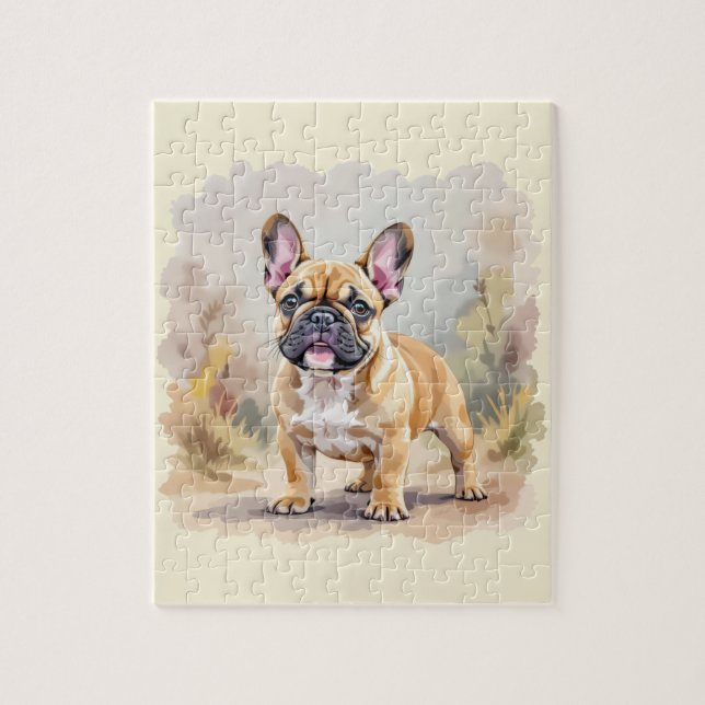 Fransk Bulldog Tan Fawn-Färgad Söt Frenchie Hund Pussel (Vertikal)