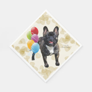 Fransk Bulldog Tan Lövs and Balloons Pappersservett