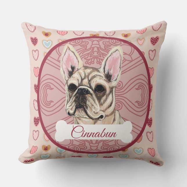 Fransk Bulldog Tan Personlig Valentine Kudde (Framsida)