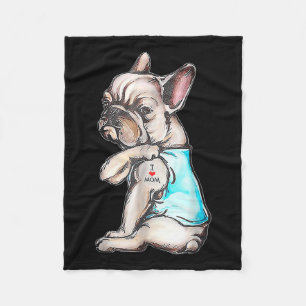 Fransk Bulldog Tattoo I Kärlek Mamma Rolig hund Ma Fleecefilt