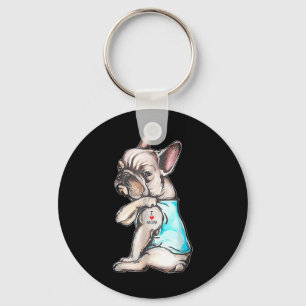 Fransk Bulldog Tattoo I Kärlek Mamma Rolig hund Ma Nyckelring