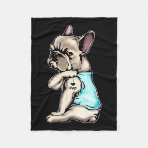 Fransk Bulldog Tattoos I Kärlek Pappa Sitta Gift T Fleecefilt