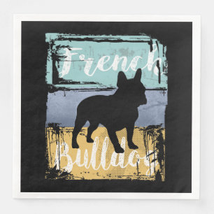 Fransk Bulldog Tee - Retro Fransk Bulldog Hund Pappersservett