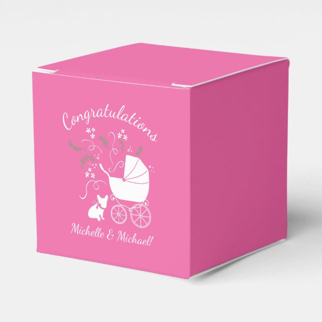 Fransk Bulldog-Temaparty - Babykläder Rosa Presentaskar (Framsidan Sidan)