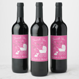 Fransk Bulldog-Temaparty - Babykläder Rosa Vinflaska Etikett