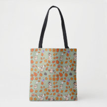 Fransk Bulldog Tote Bag Halloween Blommig Kawaii