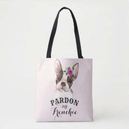 Fransk Bulldog Tote Bag - Rosa Tygkasse