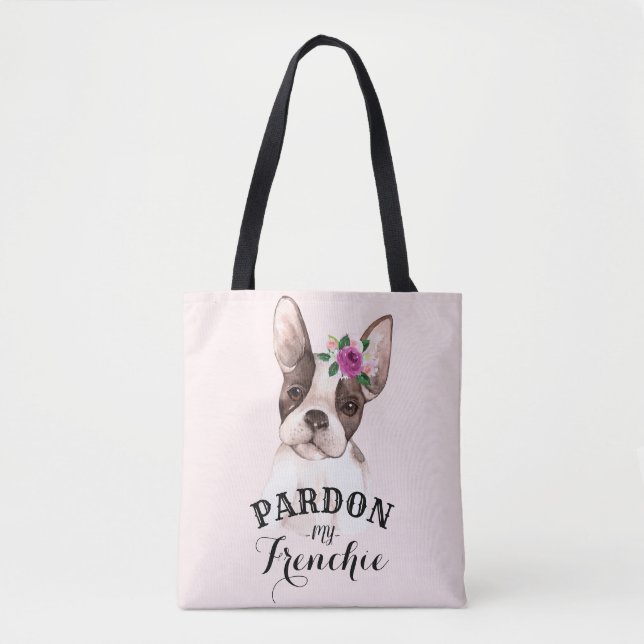 Fransk Bulldog Tote Bag - Rosa Tygkasse (Framsida)