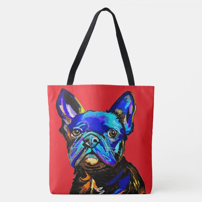 Fransk Bulldog Tote Bag Tygkasse (Framsida)