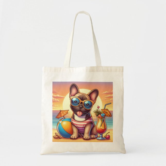 Fransk Bulldog Tote Bag Tygkasse (Framsidan)