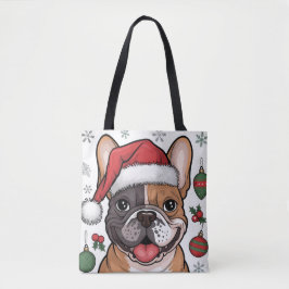 Fransk Bulldog Tote, Helgdag Santa Hund Tygkasse