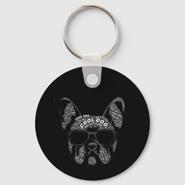 Fransk Bulldog Typografi Nyckelring (Framsida)