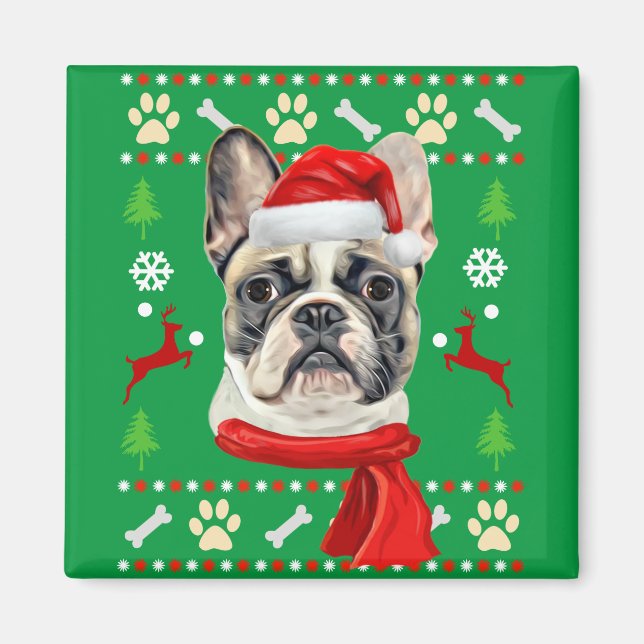 Fransk Bulldog Ugly jul Magnet (Framsidan)