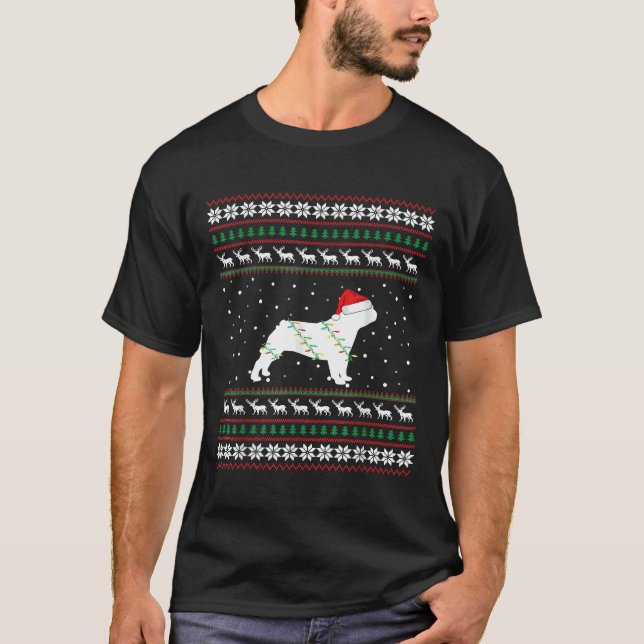 Fransk Bulldog Ugly jul Santa Hat T Shirt (Framsida)
