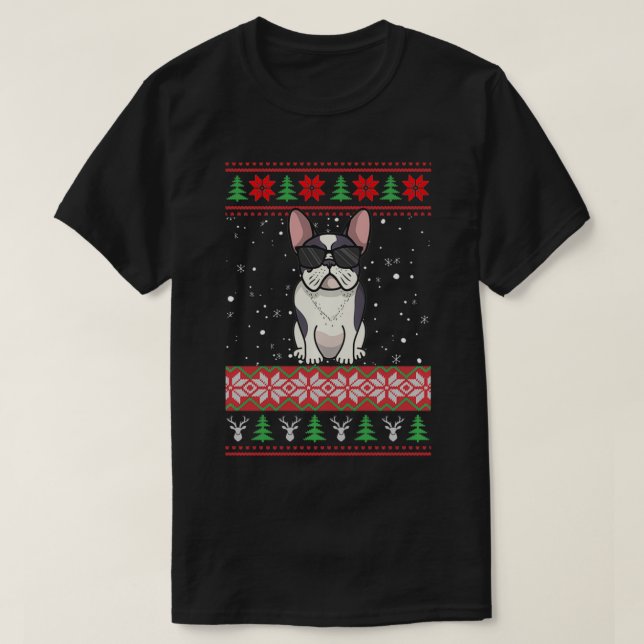 Fransk Bulldog Ugly jul Sweater Pullover T Shirt (Design framsida)