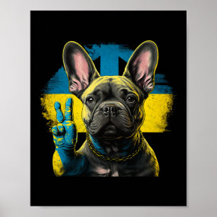 Fransk Bulldog Ukraina Fred Och Kärlek Flagga Hjäl Poster