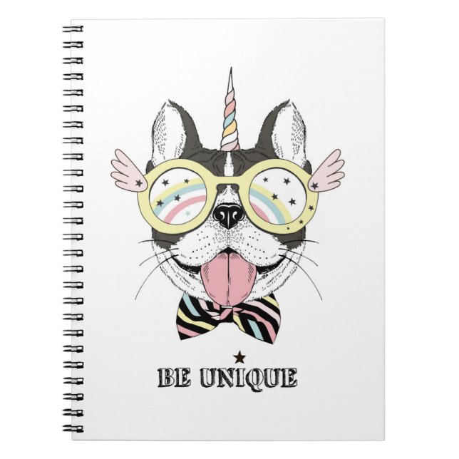 Fransk Bulldog Unicorn Anteckningsbok (Framsidan)