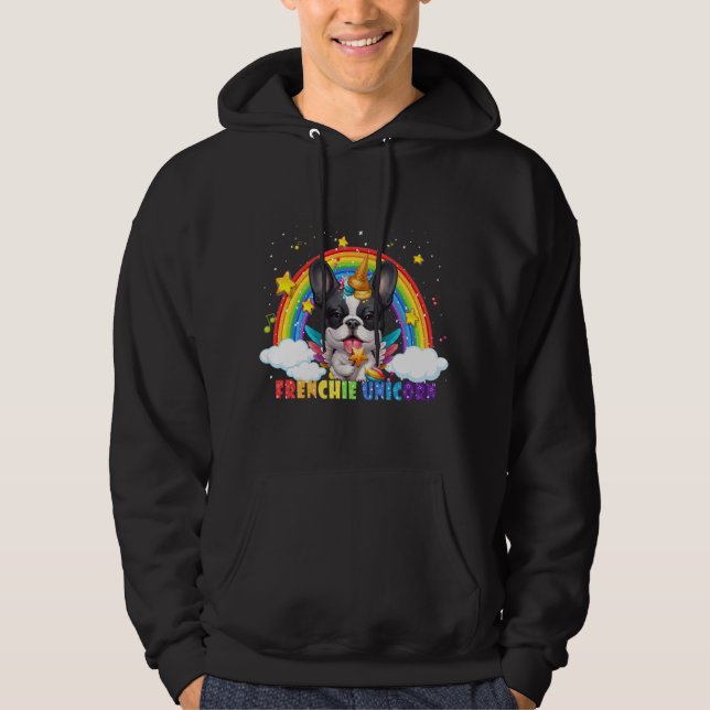 fransk bulldog unicorn Custume girl space galaxy f Hoodie (Framsida)