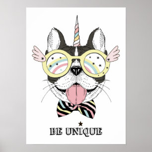 Fransk Bulldog Unicorn Poster