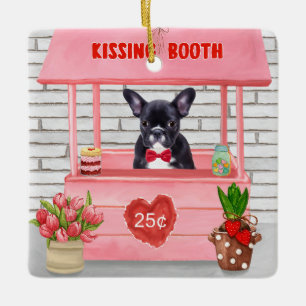 Fransk Bulldog Valentindagen Kissing Booth Julgransprydnad Keramik