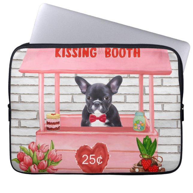 Fransk Bulldog Valentindagen Kissing Booth Laptop Fodral (Framsidan)