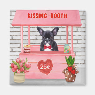 Fransk Bulldog Valentindagen Kissing Booth Magnet
