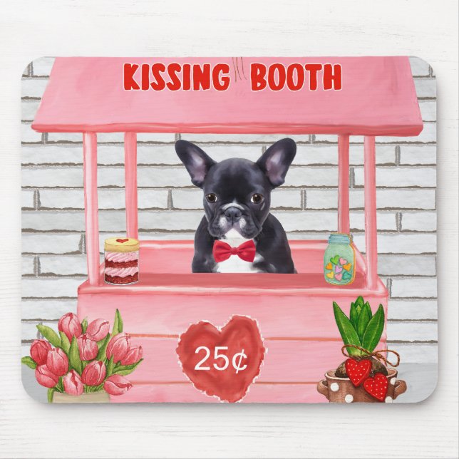 Fransk Bulldog Valentindagen Kissing Booth Musmatta (Framsidan)