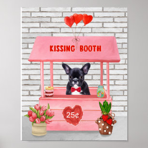 Fransk Bulldog Valentindagen Kissing Booth Poster