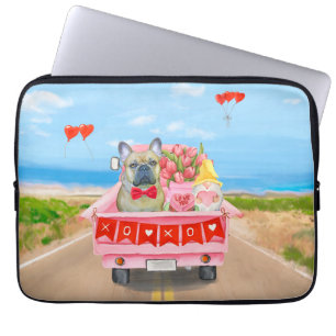 Fransk Bulldog Valentindagen Lastbil Laptop Fodral
