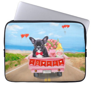 Fransk Bulldog Valentindagen Lastbil Laptop Fodral