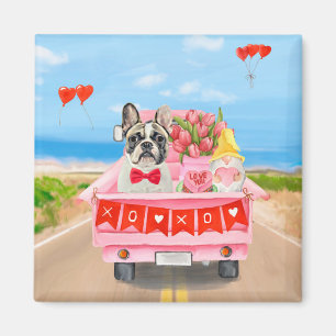 Fransk Bulldog Valentindagen Lastbil Magnet