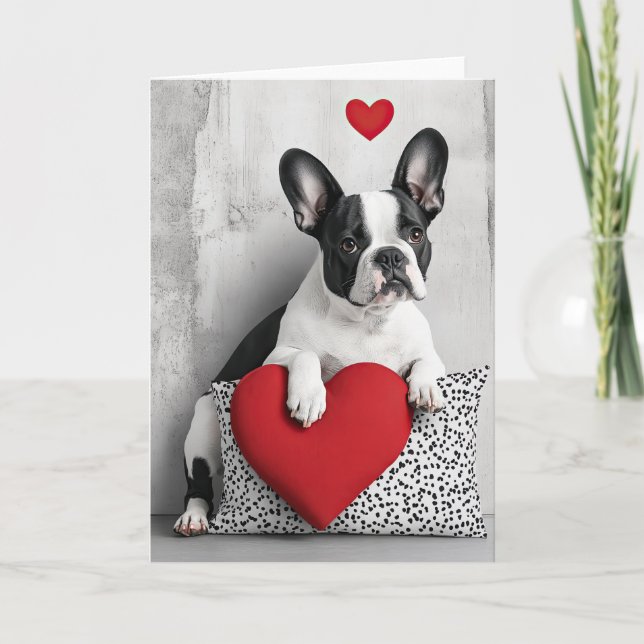 Fransk Bulldog Valentine Card Tack Kort (Framsida)