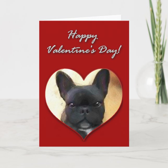 Fransk Bulldog Valentines day Card Helgkort (Framsida)