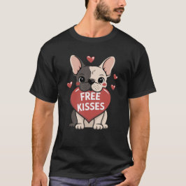 Fransk Bulldog Valentines day Free Kisses T Shirt