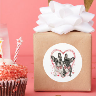 Fransk Bulldog Valentines day Frenchie Hund Gift Runt Klistermärke