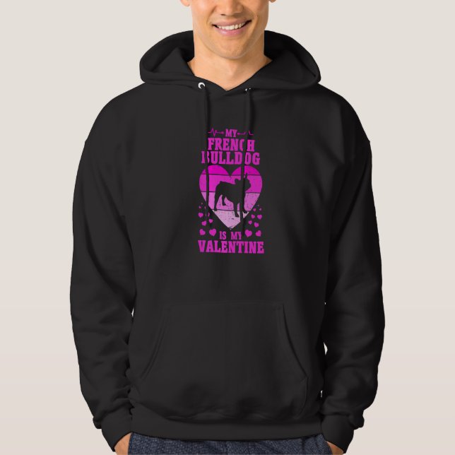 Fransk Bulldog Valentines day Hund älskare För man Hoodie (Framsida)