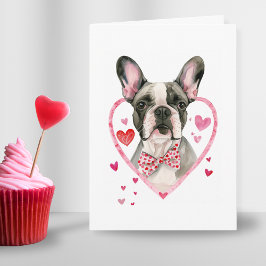 Fransk Bulldog Valentines day Hund Frenchie Heart Helgkort