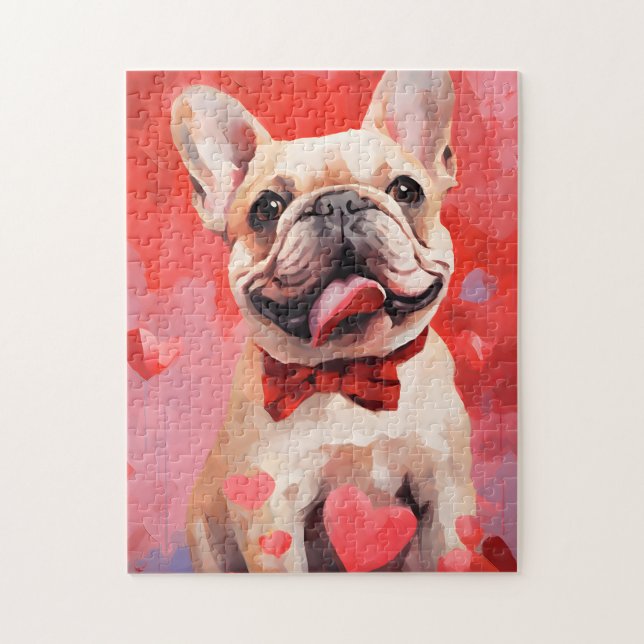 Fransk Bulldog Valentines day Pussel (Vertikal)