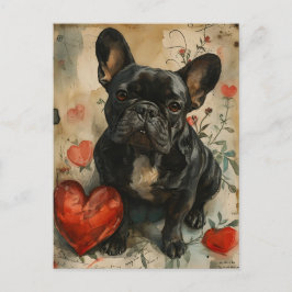 Fransk Bulldog Valentines Day Vintage Vykort