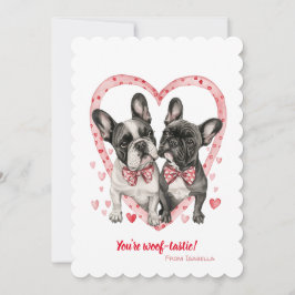 Fransk Bulldog Valentines day Woof-tastic Roligt Julkort