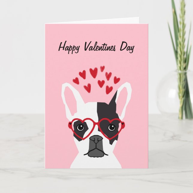 Fransk Bulldog Valentines Kärlek Card Helgkort (Framsida)