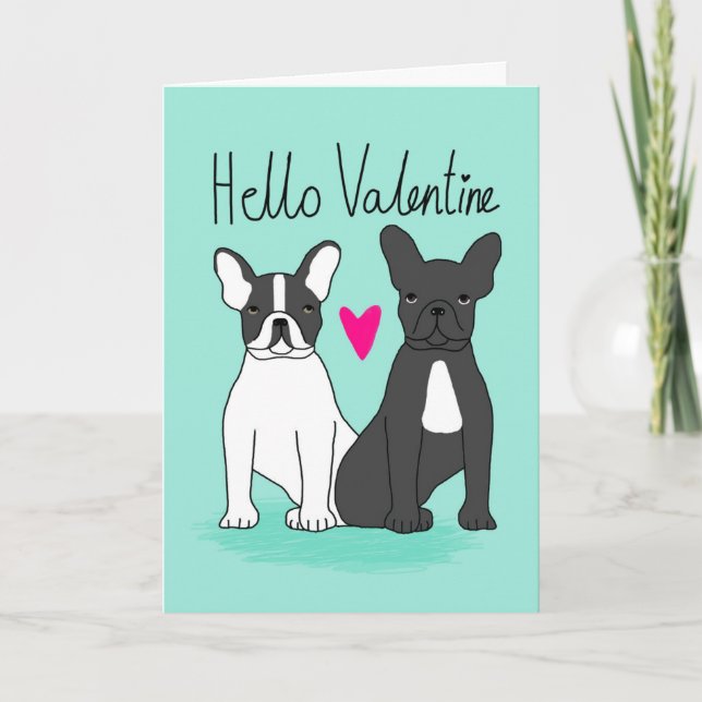Fransk Bulldog Valentines Kärlek, fransk bulldog Helgkort (Framsida)