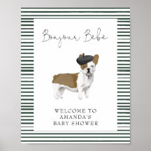 Fransk Bulldog Välkommen Baby Shower Poster