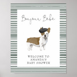 Fransk Bulldog Välkommen Baby Shower Poster